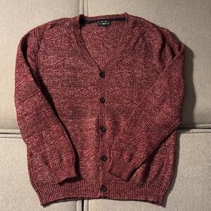 Club Room Heathered Burgundy Cardigan Sweater